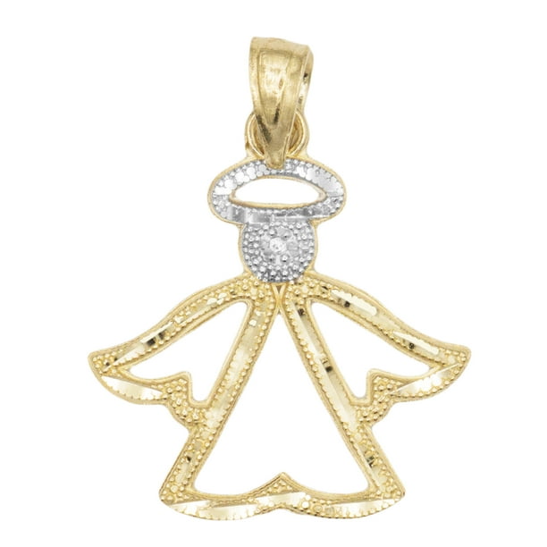LA BLINGZ 14K Rose Gold Cherub Guardian Angel Charm Necklace S 